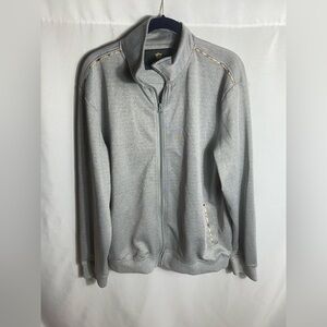 Pavini XL Men’s Gray Full Zip Track Jacket Camo Trim Casual Athletic Top